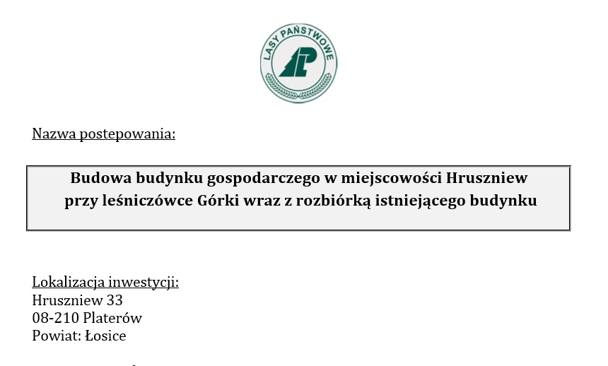 Przetarg na budowę budynku gospodarczego i rozbiórkę instniejącego budynku